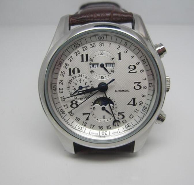 

Top Quality Man watch mechanical automatic watches for Men white dial leather strap 001, Water proof 50m