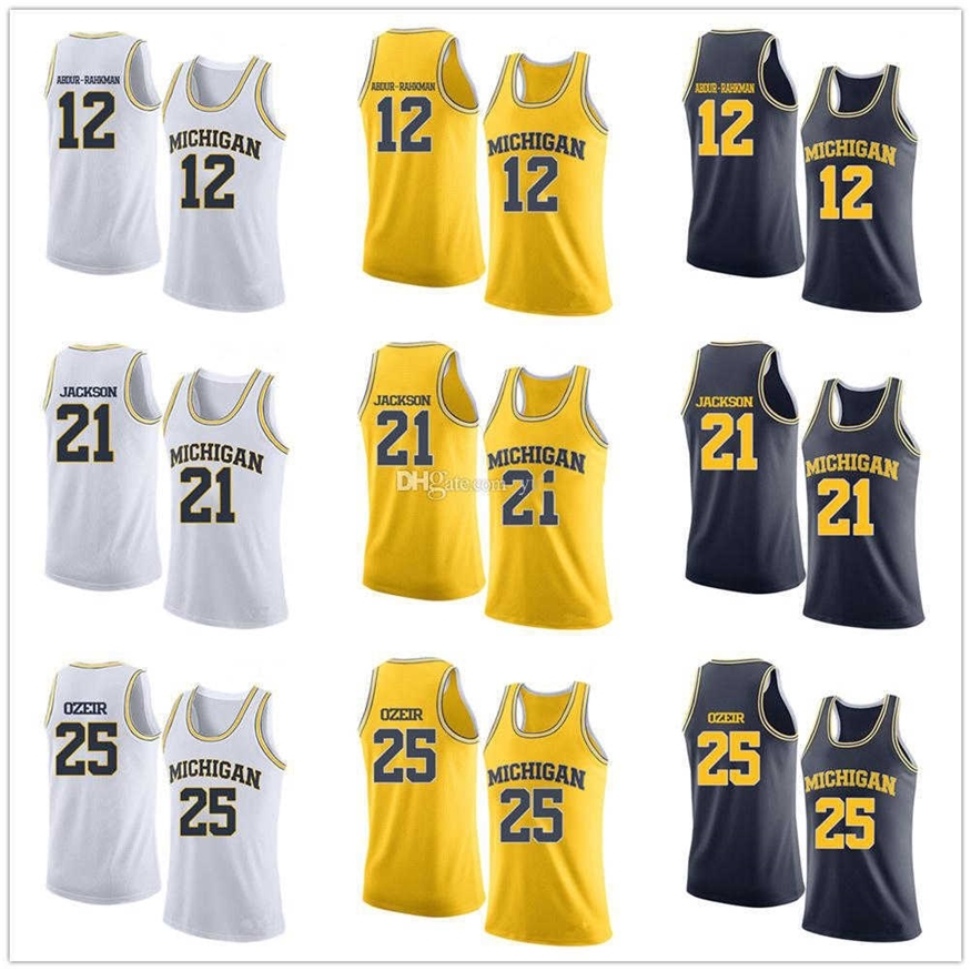 

Nikivip Michigan Wolverines College #12 Muhammad-Ali Abdur-Rahkman #21 Ray Jackson #25 Naji Ozeir Basketball Jerseys Mens Stitched Custom Any Name, As show