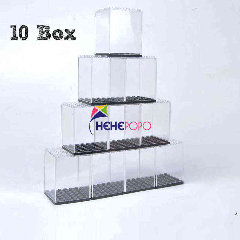 

10 pcs / set Display Case / Dust-proof / Assembly Box Case Shop Window Base for lgoes Acrylic Blocks Display Plastic Cases AA220317