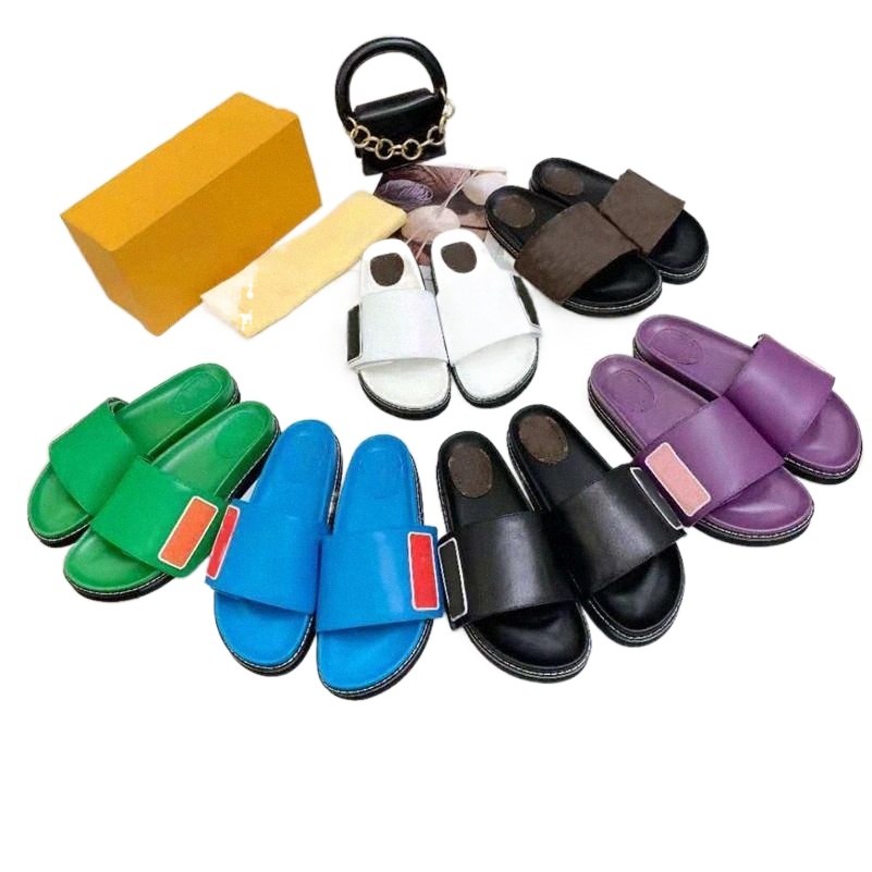 

Mule Waterfront Women Slippers Designer Sandals Summer Fashion Wide Flat slides Thick Flip Flops