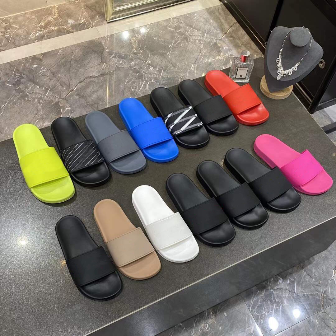 

Paris 2022 Sliders Mens Womens Summer Sandals Beach Slippers Ladies Flip Flops Loafers Black White Blue Pink Slides Chaussures Shoes, Red