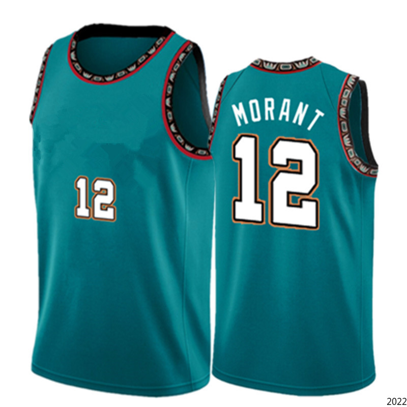 

12 Ja # Morant Basketball Jerseys stitched Logos High quality Green Grey White Black S M  XL XXL999, New