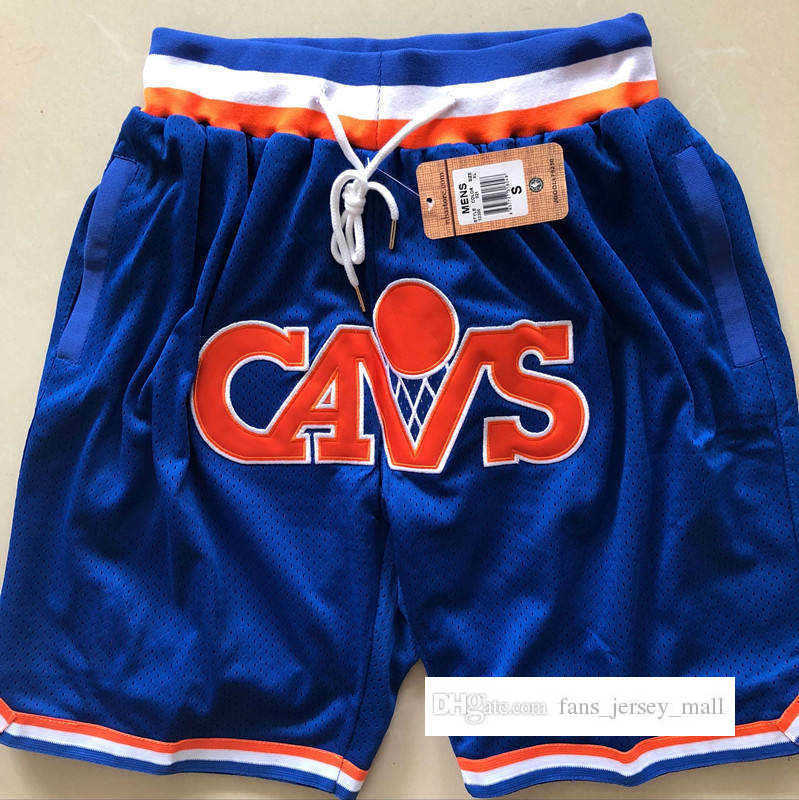 

Cleveland''Cavaliers''Men Basketball Shorts JUST DON Stitched Mitchell and Ness With Pocket Zipper Sweatpants Mesh Retro Sport PANTS -2XL Short