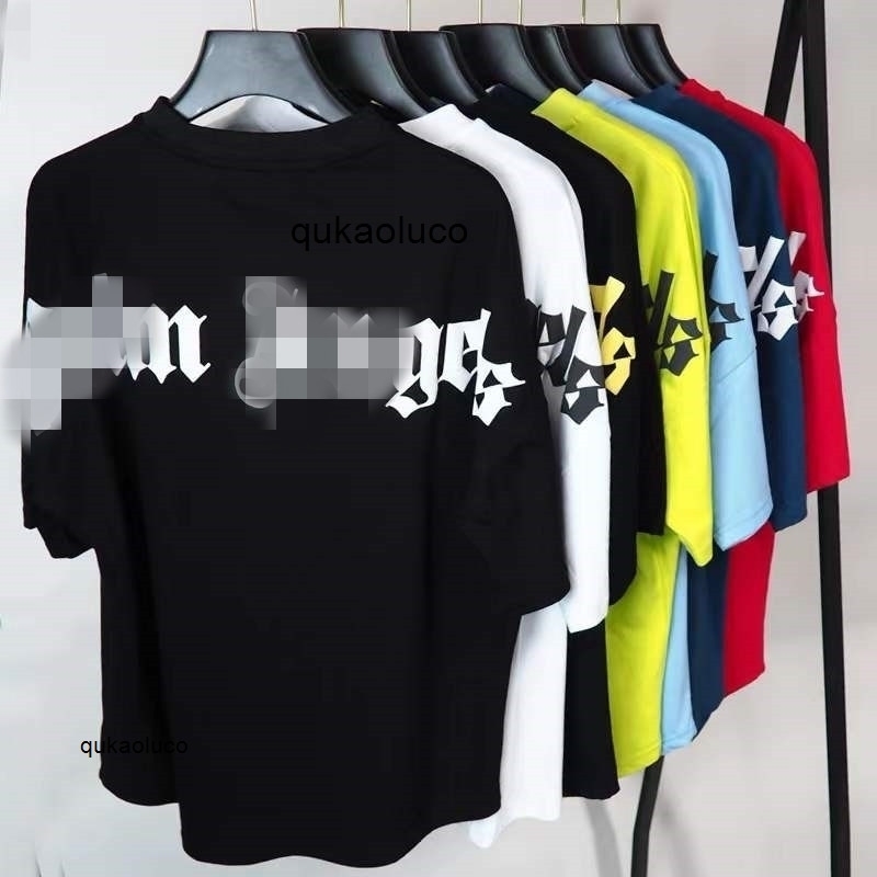 

palms/angels men' t-shirts Chao brand candy color foam letter printed short sleeve t-shirt men' and women' BF loose half sleeve 9DPI, Red