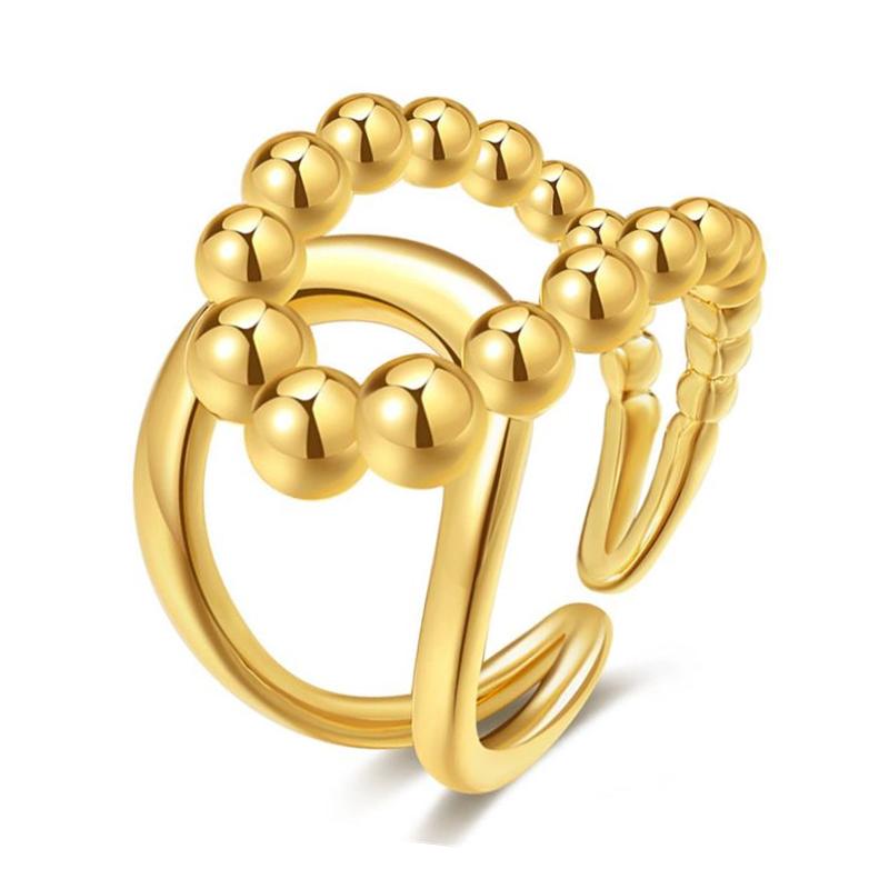 

Cluster Rings Fashion Vintage Cross Beads Knot High Quality Gold-pated Stainless Steel Women Men Punk Hip Hop Finger Ring Jewelry Gifts
