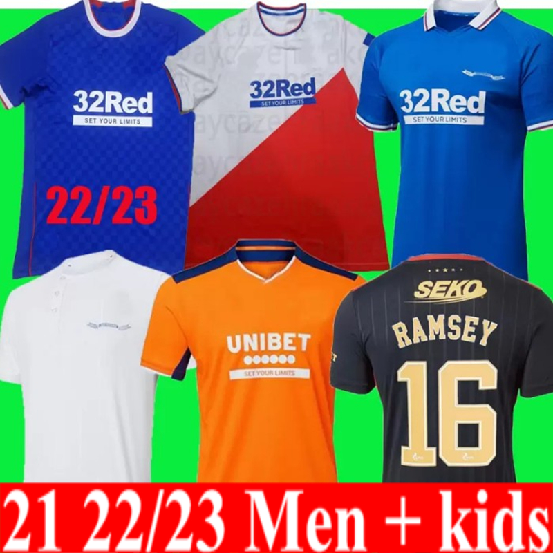 

22 23 Rangers 150th Anniversary Soccer Jerseys Glasgow 2023 TRAINING TEE CHAMPIONS 55 DEFOE BARKER MORELOS SPECIAL 2022 Football Shirts Men + kids kit