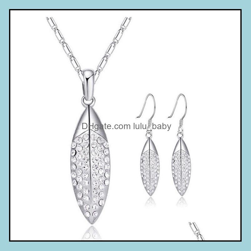 

Earrings Necklace Jewelry Sets Sier Crystal Drop Pendant Necklaces Set For Women Girl Party Gift Fashion Wholesale 0361Wh Delivery 2021 N3, Silver