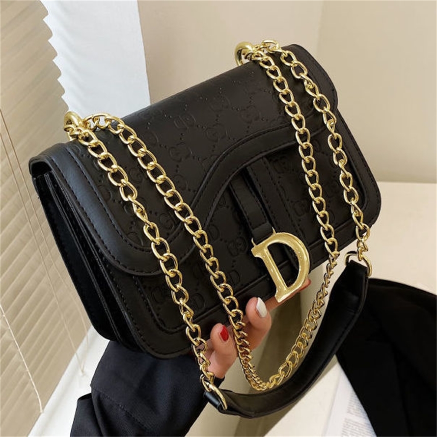 

20% OFF 2022 high quality new fashion trendy bags messenger chain texture retro trend can be single shoulder girl versatile foreign minority letters, 6093 black