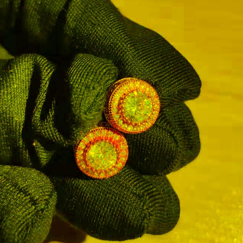 

Stud Hip Hop Claw Setting Cubic Zirconia Bling Out Earring Male Gold Color Copper Round Earrings For Men Rapper JewelryStudStud