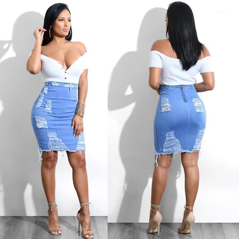 

Skirts Hole Tassel Denim Skirt Women Summer 2022 High Waist Sexy Fashion Bodycon Pencil Vintage Destroyed Solid Blue Ladies Short, Black