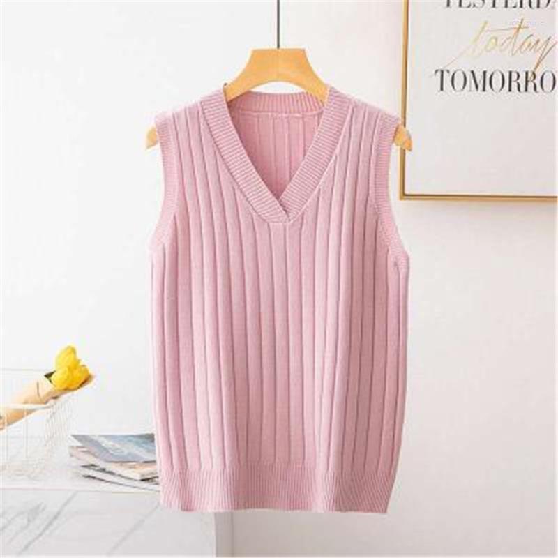 

Women's Vests 2022 Spring Autumn Korean Version Girl Long Knitted Sweater Vest Women Loose Casual V-neck Sleeveless Sweaters Female Tops Luc, Black