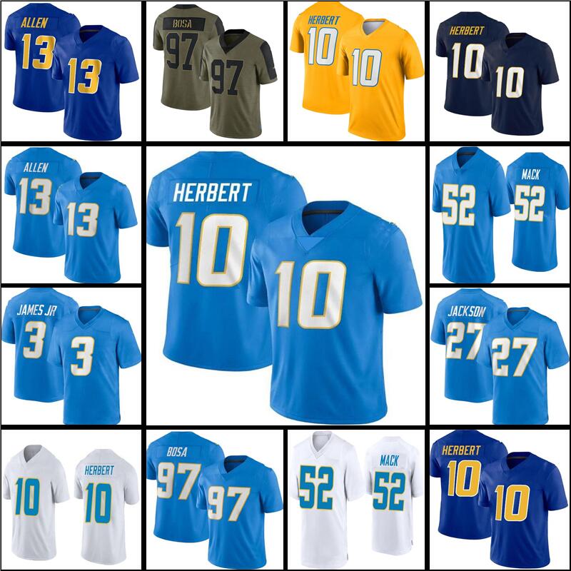 

Jersey Los Angeles''Chargers''10 Justin Herbert 52 Khalil Mack Football, Men jersey