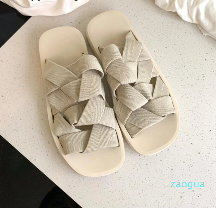 

bottegas//venetas slippers slides Bv2022new summer women wear woven elastic band leisure flat bottomed beach asigo sandals, Black