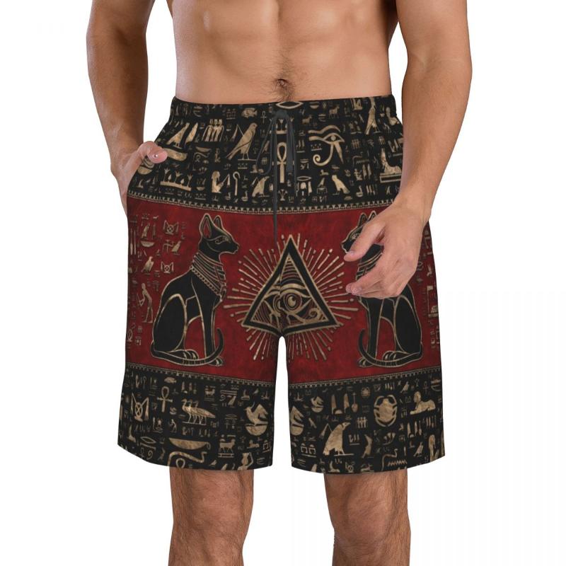 Short homme égyptien et oeil d'horus plage pour homme maille doublure pantalon ancienne egypte planche séchage rapide maillot de bain été homme