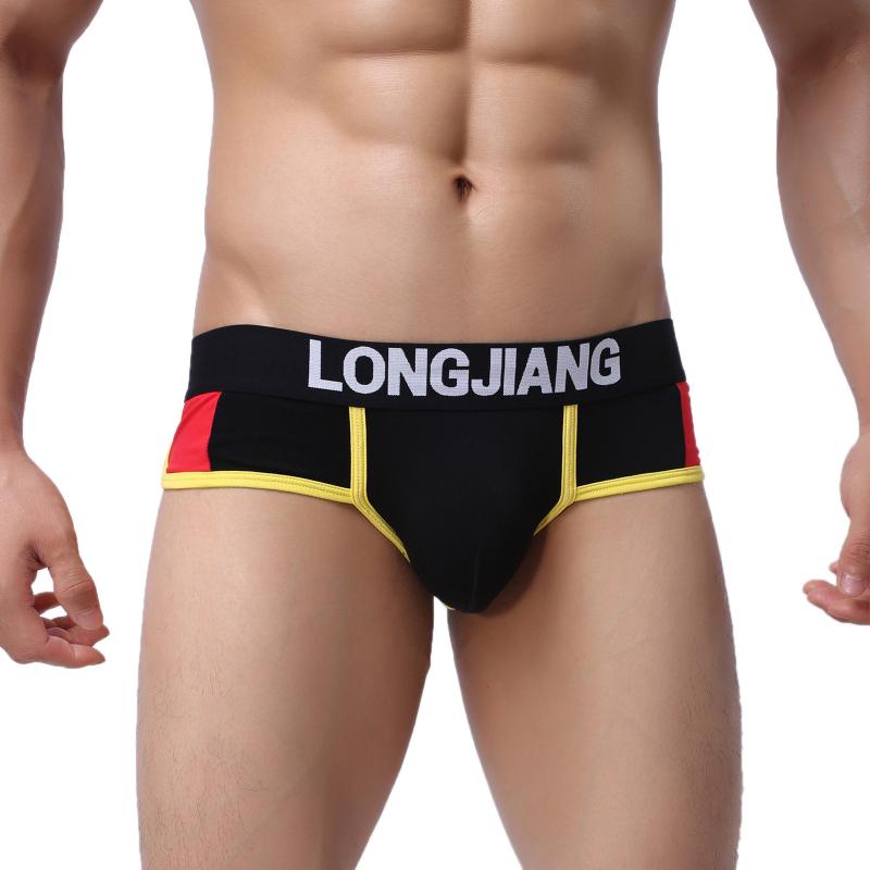 

Underpants Male Casual Splice Solid Breathable Underwear Pant Knickers Comfortable Briefs Men Long SexyUnderpants, Black