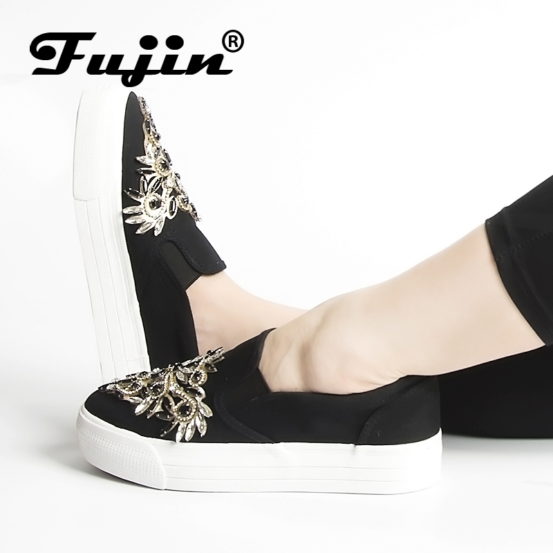 

rhinestone shoes for women wedding crystal bling flat platforms 2016 winter summer fall high thick brand shoes luxurious elegant, Black