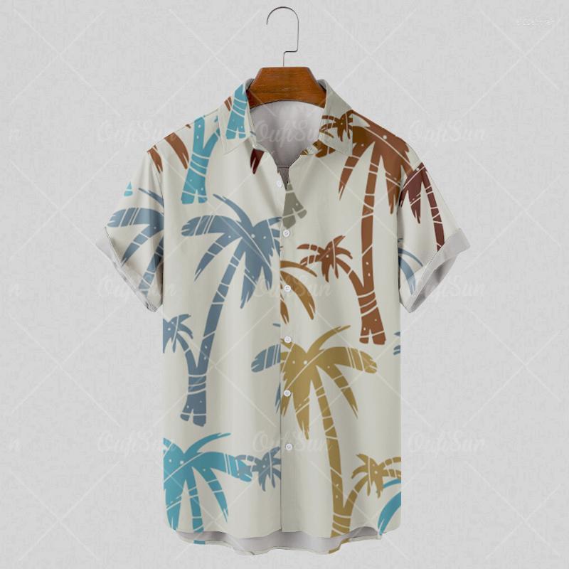 

Men' Casual Shirts Summer Hawaiian Style Shirt For Men 3d Coconut Palm Tree Print V-neck Single-breasted Short-sleeved Loose TopMen' Eldd2, Ofsy-03075