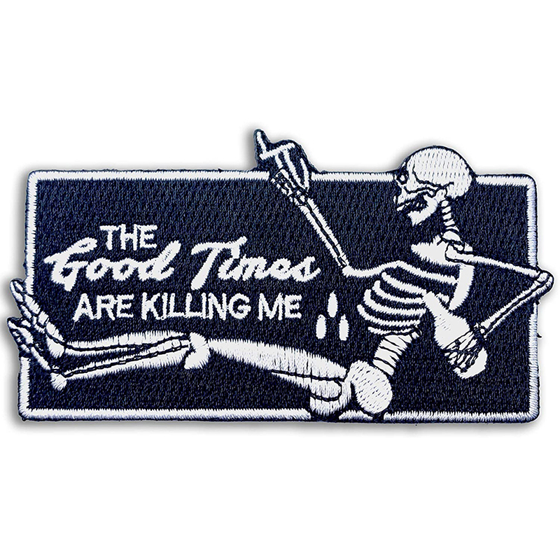 

The Good Times Are Killing Me Sewing Notions 100% Embroidered Iron On Patches Sew On Skull Novelty DIY Applique Custom For Clothing