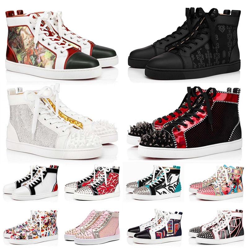 

Bottoms Christians red designer shoes big size us 13 luxurys designers men's women's casual platform sneakers fashion spikes all black xwx, B25