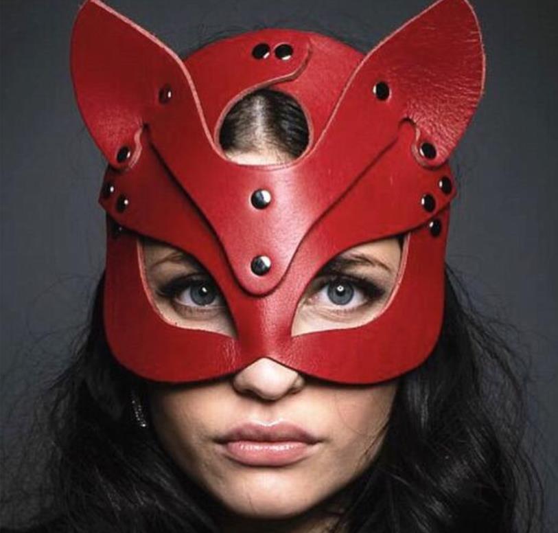 

Halloween Leather Masks Cat Women Men Masquerade Animal Half Face Fox Mask Cosplay Christmas Costume Accessory Night Club Props Black Red White