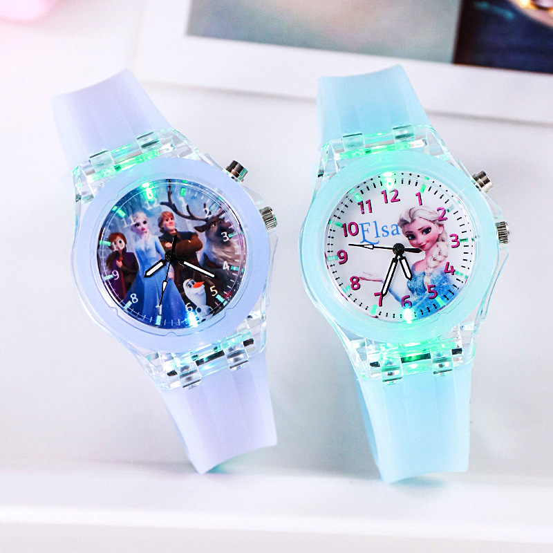

Princess Girls Luminous Children's Watches Student Silicone Strap Colorful Lights Watch for Boys Kids Clock Gift, Girl b white 1