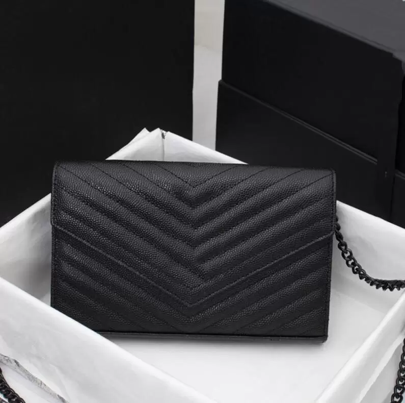 

2022 Genuine Leather Handbag Women luxurys Fashion Designers Bags Comes WOC Chain Bag Female clutch Classic High Quality Girl Handbags, Red