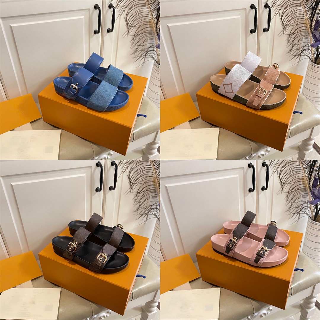 

Designer Sandals Women Slides Flat Mule Slipper Patent Canvas Beach Sandals Rubber Soles Summer Flip Flops, Color 2