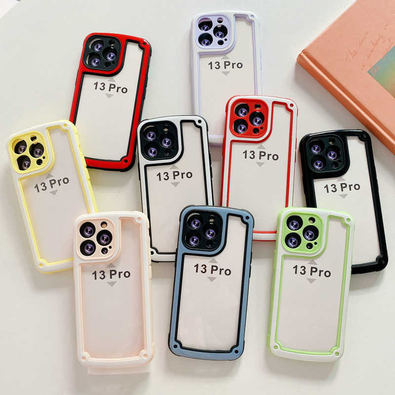 

Candy Dual Color Military Anti-shock Clear Phone Cases For iPhone 13 12 11 Pro Max 6S 7G 8 Plus XR XS X, White(moq10pcs one color one model)