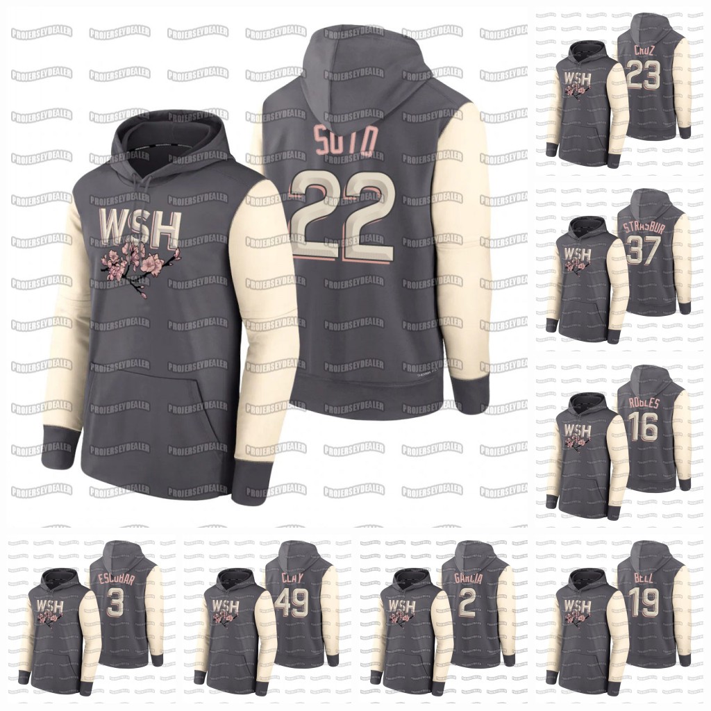 

22 Juan Soto Washington 2022 Cherry Blossom City Connect Nationals Hoodie Sean Doolittle Josh Bell Nelson Cruz Darren Baker Riley Adams Gerardo Parra, Youth s-xl