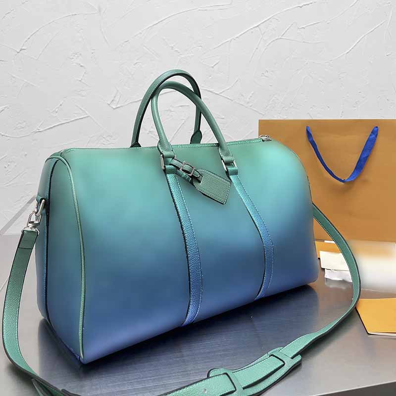 

Luxury Mens Ladies Duffel Bags Designer High Quality Gradient Multicolor Sports Genuine Leather Bag Brand Large Capacity Outdoor Packs Luggage Travel Bags 45cm, Multi