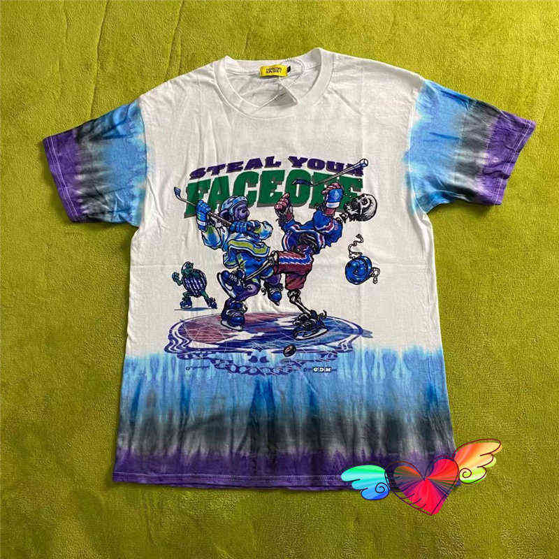 

2021 Tie Dye T-shirt Men Women High Quality Ice Hockey Graphic Print Tee Oversized Tops Short SleevesT220721, Multiple