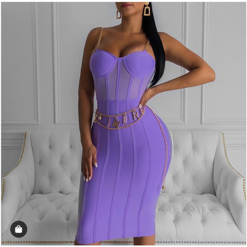 

Vestido Bandage Autumn Winter New Women Neon Purple Dress Sleeveless Bodycon Club Party LJ201125, Lavender