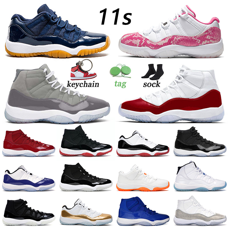 

2022 High Quality 11s OG Basketball Shoes Jumpman 11 Sneakers Cool Grey Cherry Navy Gum Pink Snakeskin Win Like 96 Bred Concord Citrus Mens Women Trainers Size 36-47, A53 cherry 40-47