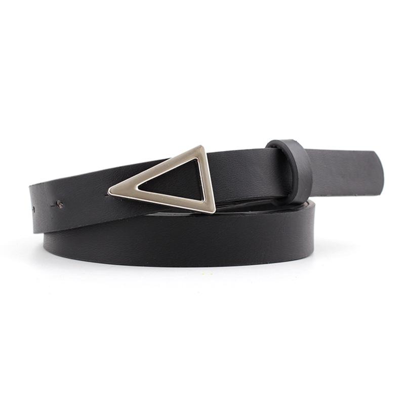 Belts Fashion Western Style Women Casual PU Leather Vintage Belt Ladies Silver Triangle Buckle Thin