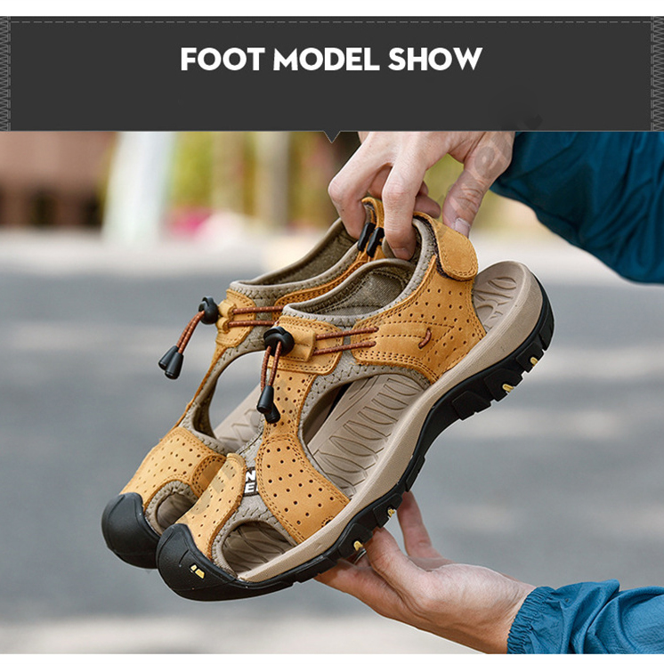 Grande taille sandales hommes 2022 été nouveau respirant orteil sandale loisirs de plein air chaussures de plage décontractées tête couche peau d