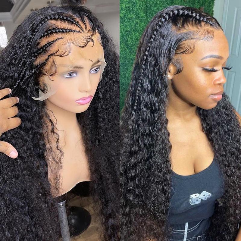 

Lace Wigs Kinky Curly Human Hair Wig HD Transparent 13x4 Frontal 32 Inch 180 Density For Women Brazilian HairLaceLace, As pic