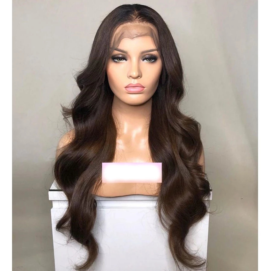 

Long Body Wave Dark Brown Lace Front Wigs for Balck Women No Gel Headband Synthetic Wigs Easy Wear Daily Use 26Inches Hair, Headband wig