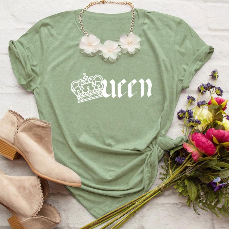 

Women' T-Shirt Plus Size T Shirts For Women 100%Cotton Queen Crown Printed TShirt O Neck Short Sleeve Tee Clothing Summer Fashion Ladies To, White t-shirt