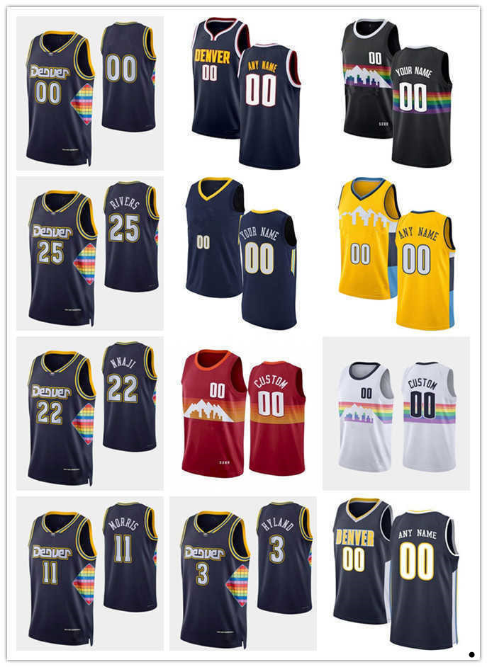 

75th Custom MEN Jersey Women Youth 3 Nah'Shon Hyland 11 Monte Morris 22 Zeke NnaJi 25 Austin Rivers Denver''Nuggets''Basketball Jerseys, Color