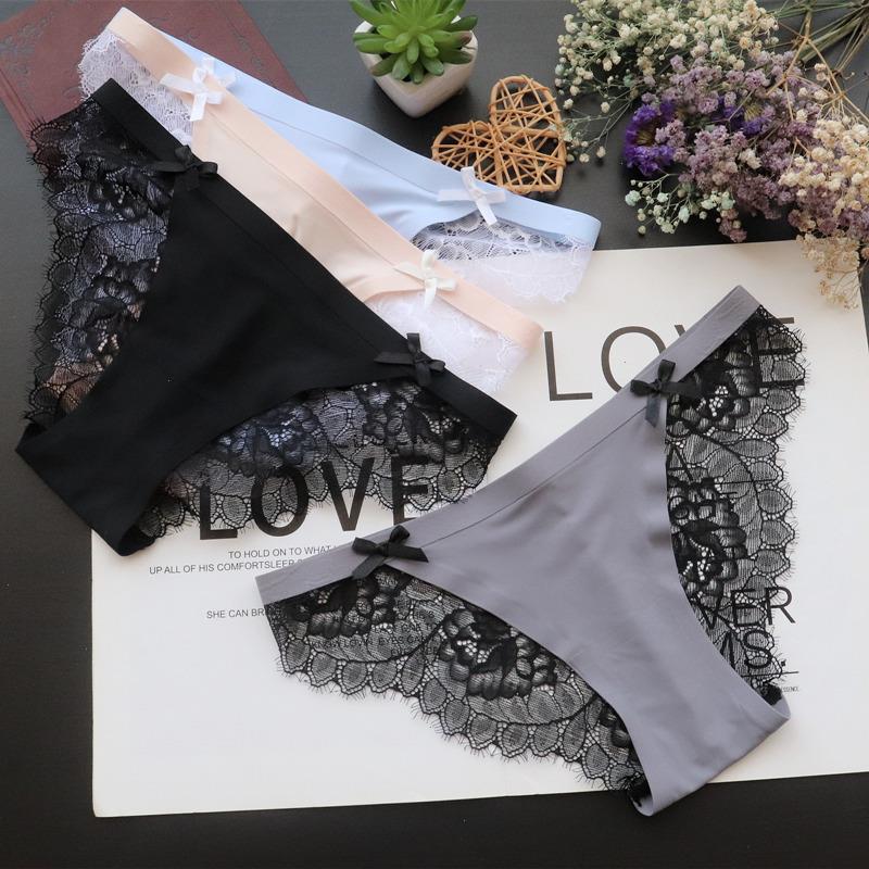 

Womens Underwear Sexy Lace Panties Fashion Comfort Invisible Briefs Low Waist Seamless Underpants Female Lingerie, Black