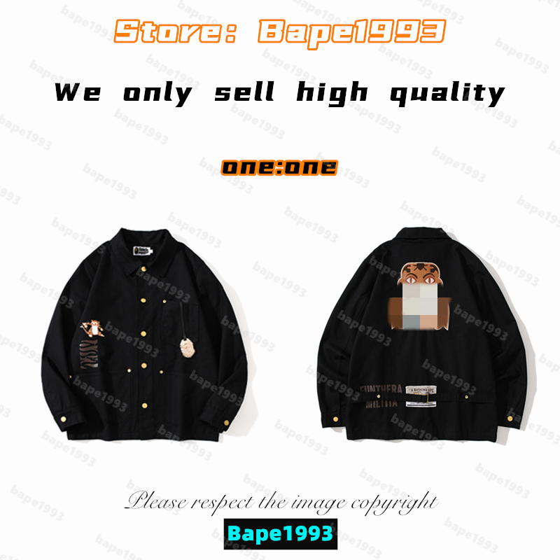 

High Quality Apes Mens Jackets Japan Shark B ape head Brand co-branding Luminous Camouflage Galactic spots Male and female of the same styles New man jackets 1993 JK1-11, 1 button