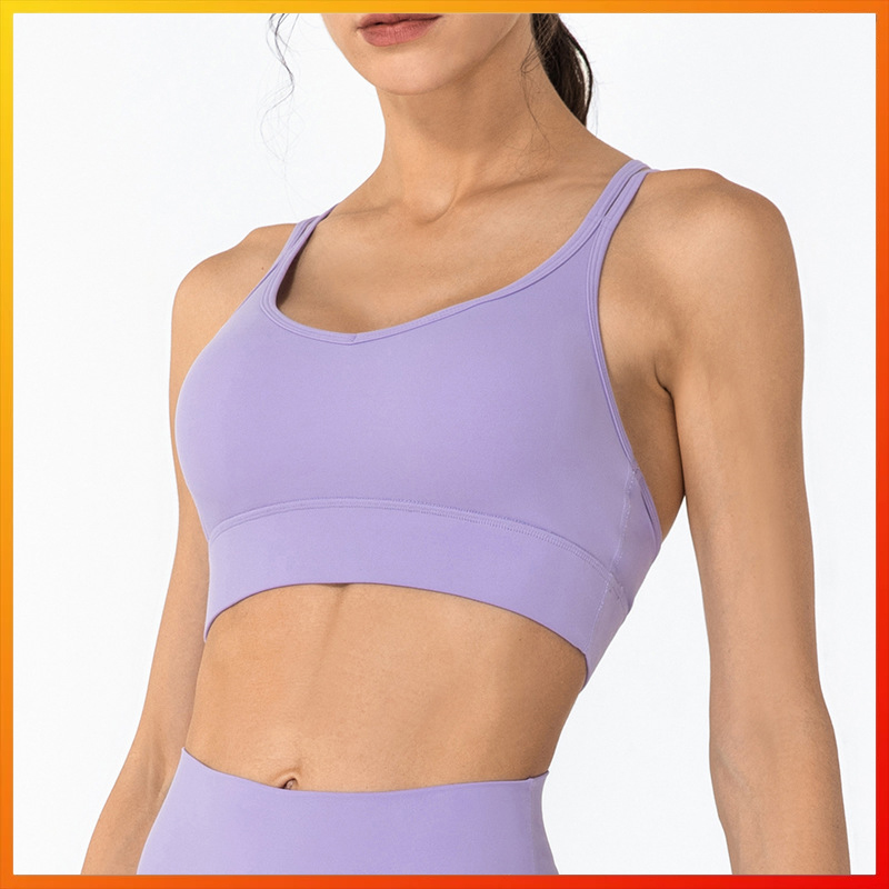 

Yoga Bras New Cross Beautiful Back Fitness Underwear Women Gather Shockproof Sports Bra High-intensity Running Yoga Wear Vest, Yellow