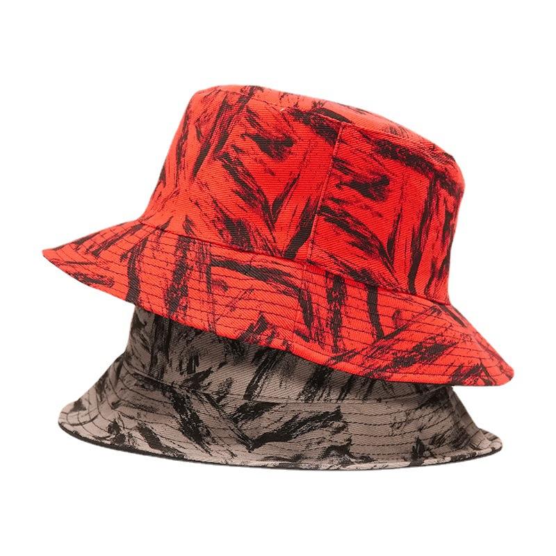 

Berets Summer Cotton Print Bucket Hat Men Women Two Side Outdoor Panama Fisherman Bob Girl Travel Fishing CapBerets, Red