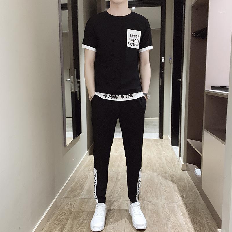 

Men's Tracksuits Boy's Suits T Shirt Shorts Short Summer Tide Brand Loose Clothes Korean Version Trend, Black