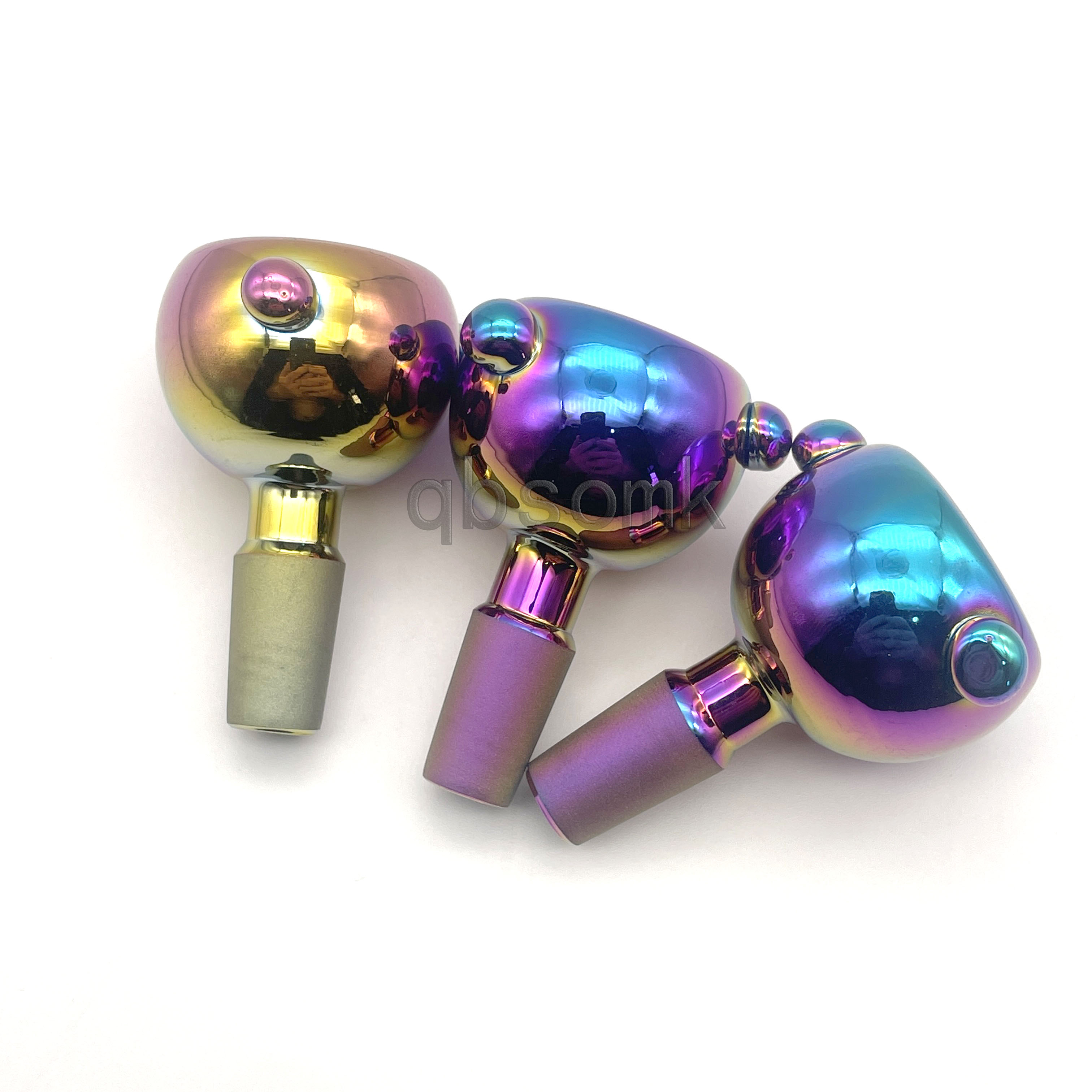 

QBsomk Hookahs Electroplating Glass Bowls for Bongs Glass Bowl with Dot Handle Smoking Nail Oil Rigs Female Male 10mm 14mm 18mm Joints