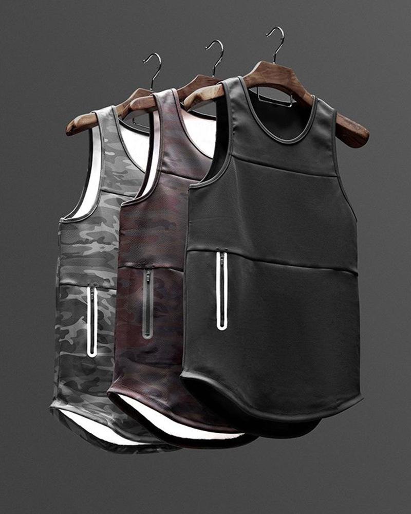 

Men's Tank Tops Sports Vest Color Summer Models European And American Quick-drying Leisure, Gray camouflage