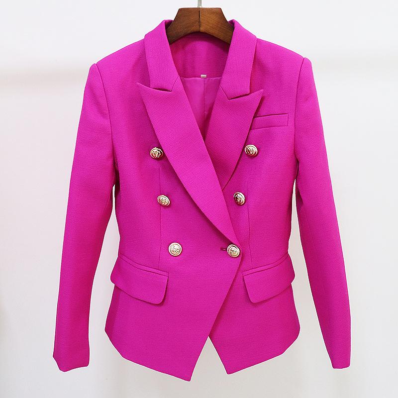 

Women' Suits & Blazers STREET Est 2022 Runway Designer Blazer Women' Classic Lion Buttons Double Breasted Slim Fitting Textured Jacket, Purple