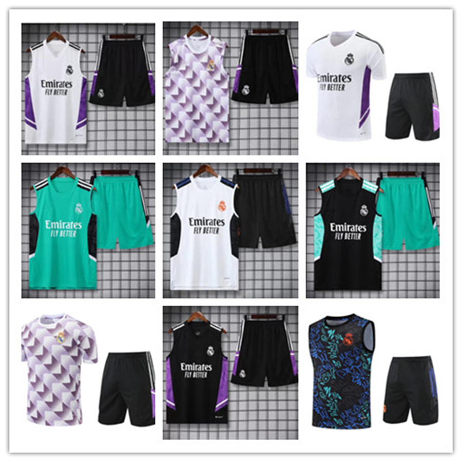 

2022 2023 Real Madrids vest Half short sleeve shorts kit Jerseys Jacket Football TRACKSUIT training suit MEN soccer chandal futbol HAZARD jogging Survetement