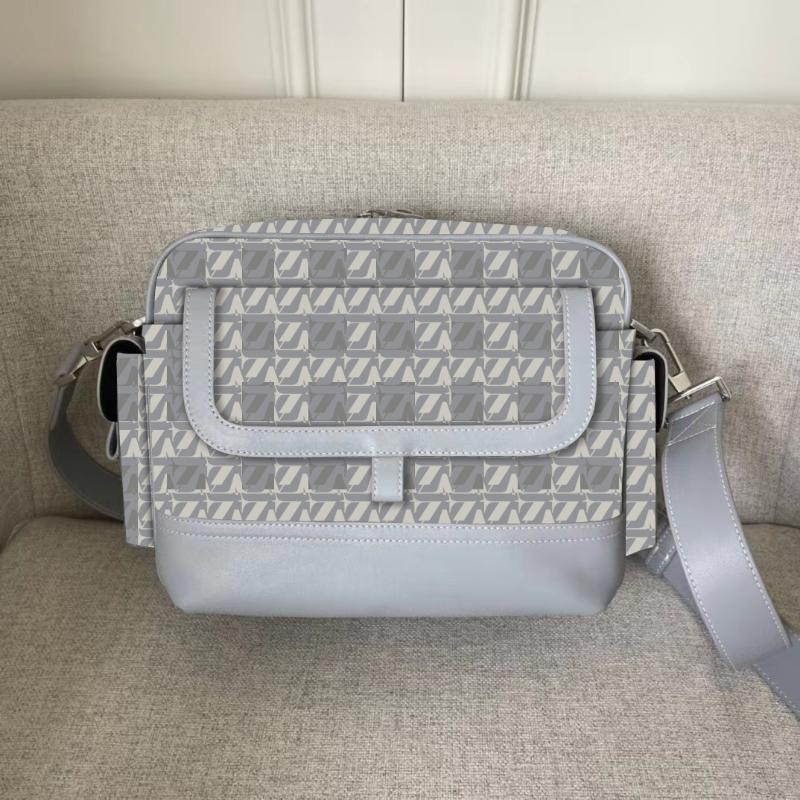 

Men's T-Shirts Grey Canvas And Leather Shoulder Bag #lepsm231Men's