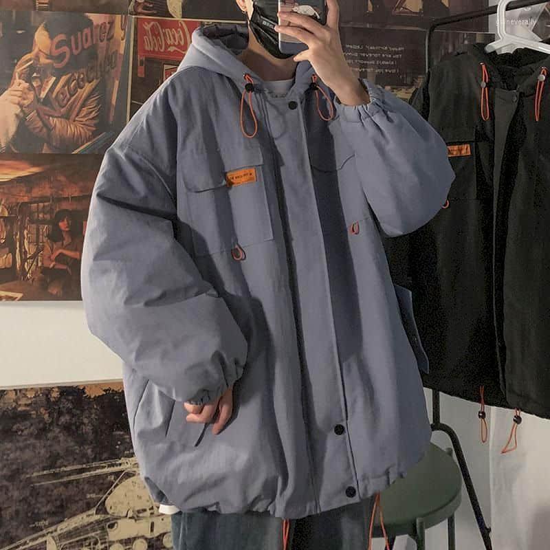 

Men's Down & Parkas Cotton Jacket Winter Trend Korean Student Tooling Boys Thick Padded Bread Coat Casacas Para Hombre Guin22, Black